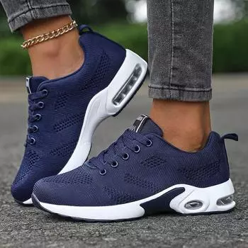 Осенняя женская обувь, модная новая универсальная сетчатая удобная дышащая повседневная обувь на шнуровке, женские кроссовки больших размеров 35 чёрный