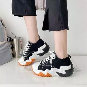 Осенняя женская обувь. Новые дышащие парусиновые туфли. Модная спортивная повседневная обувь на открытом воздухе. 42. Туфли на платформе большого размера для женщин. 37