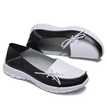 Осенняя женская обувь высокого качества из натуральной кожи без шнуровки на плоской подошве, женские лоферы на плоской подошве, женская обувь 36 чёрный