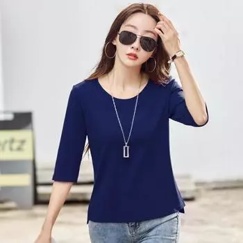 Осенняя женская однотонная футболка с круглым вырезом и длинным рукавом S белый