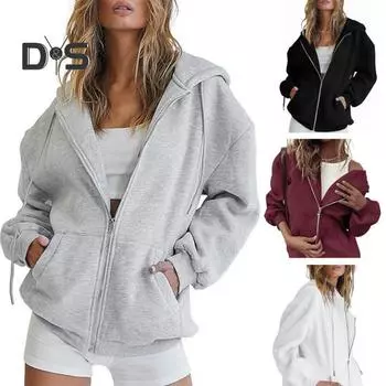 Осенняя женская однотонная толстовка, пальто, свободная посадка, с капюшоном, на шнурке, с длинными рукавами, карманами, негабаритная повседневная верхняя одежда с капюшоном M вино красного