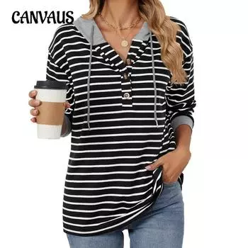 Осенняя женская полосатая свободная толстовка с длинными рукавами и контрастными цветами с капюшоном S тёмно-синий