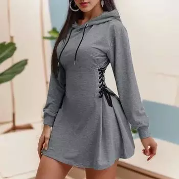 Осенняя женская повседневная однотонная толстовка с капюшоном и длинными рукавами XXL чёрный