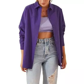 Осенняя женская свободная рубашка, элегантная однобортная однобортная рубашка в стиле Харадзюку для отдыха с лацканами и длинными рукавами, однобортная женская рубашка с планкой S зелёный