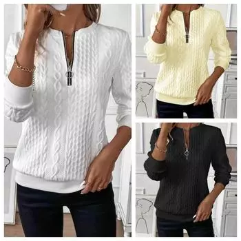 Осенняя женская текстурированная толстовка на молнии Y2K, однотонная, с длинным рукавом, повседневные пуловеры с капюшоном, женские свободные уличные толстовки S белый