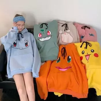 Осенняя женская толстовка с длинным рукавом и милым карманом с изображением выражения лица M зелёный