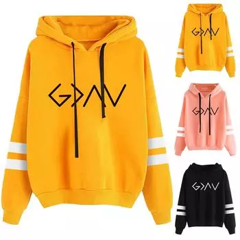 Осенняя женская толстовка с длинными рукавами и принтом, женская повседневная универсальная пуловер с капюшоном M серый