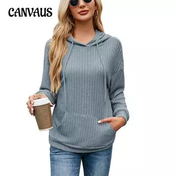 Осенняя женская толстовка с капюшоном, блузка с длинными рукавами, трикотажная толстовка с капюшоном и карманом-кенгуру в полоску S зелёный