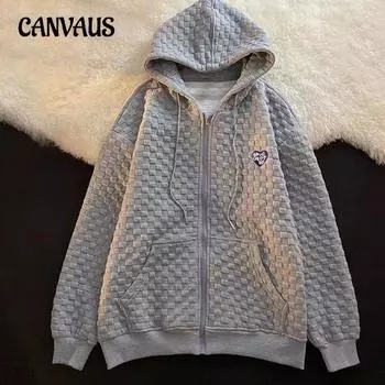 Осенняя женская толстовка с капюшоном больших размеров, свободная вафельная куртка с длинным рукавом M белый