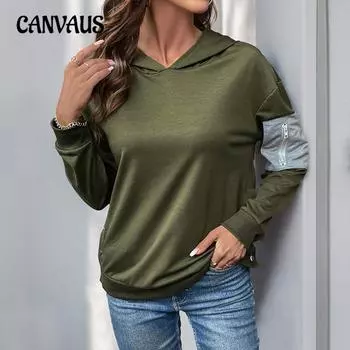 Осенняя женская толстовка с капюшоном, повседневная, с длинными рукавами, пуловер, цветная толстовка с капюшоном S зелёный