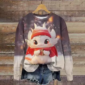 Осенняя женская толстовка с капюшоном с круглым вырезом и принтом 3D, винтажная толстовка с капюшоном, модная женская толстовка унисекс с длинным рукавом S