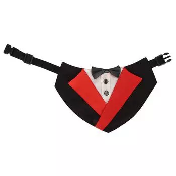 Ошейник-бандана для смокинга для собак, регулируемый, формальный, свадебный, с галстуком-бабочкой для маленьких и средних размеров S, 13x20cm / 5.1x7.9in