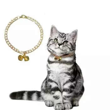 Ошейник-цепочка для кошек и собак мелких пород с двумя колокольчиками