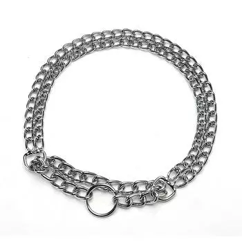 Ошейник-цепочка для собак, ошейник-мартингейл из нержавеющей стали для собак, металлический кубинский звено, устойчивый к жеванию, двухрядный цепной ошейник для больших собак S 40cm x 2.0mm серебряный