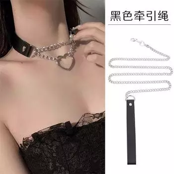 Ошейник-чокер, ожерелье, темный панк-гот, любовь, персиковое сердце, колокольчик, кожа, модный женский шейный ободок розовый