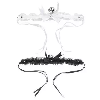 Ошейник-чокер с бантом и колокольчиком, милый ретро-ошейник-чокер с бантом и колокольчиком для косплея для женщин и девочек Black