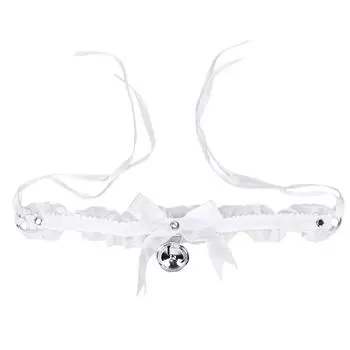 Ошейник-чокер с бантом и колокольчиком, милый ретро-ошейник-чокер с бантом и колокольчиком для косплея для женщин и девочек, белый белый