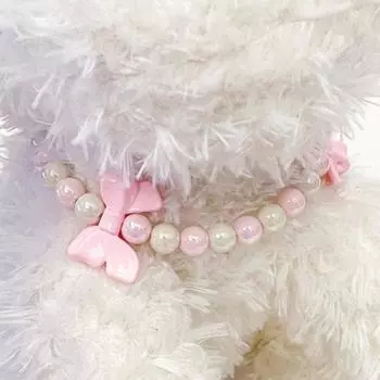 Ошейник для домашних животных для собак и кошек, регулируемый розовый бант, ювелирные изделия, ошейник для щенков S