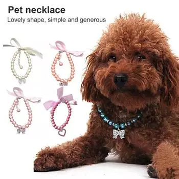 Ошейник для домашних животных, инкрустированный стразами, подвеска с бантом, регулируемый модный наряд для собаки, котенка S розовый