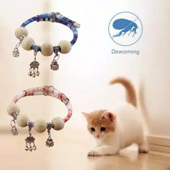 Ошейник для домашних животных из натурального камфорного дерева, репеллент от насекомых, безопасный антиблошиный ошейник для котят с колокольчиком, товары для домашних животных XS красный