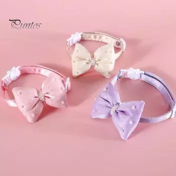 Ошейник для домашних животных, регулируемый бант для собаки, круг на шею, стильный изысканный кулон в форме сердца, ремешок на шею кошки, аксессуар для домашних животных 2 бежевый