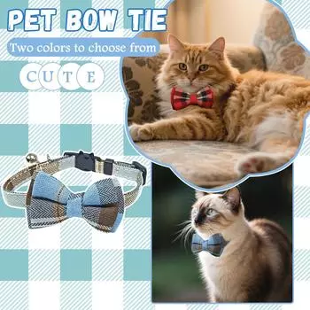 Ошейник для домашних животных с бантом, английский ошейник, ремень для кошек, гнездо для защиты головы кошки, ошейник для собак с бантом и колокольчиком для собак, кошек и кроликов One Size