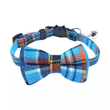 Ошейник для домашних животных с бантом, английский ошейник, ремень для кошек, гнездо для защиты головы кошки, ошейник для собак с бантом и колокольчиком для собак, кошек и кроликов One Size синий