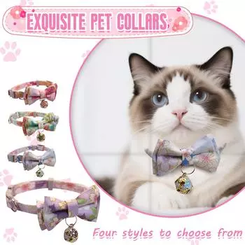 Ошейник для домашних животных с бантом, английский ошейник, ремень для кошек, гнездо для защиты головы кошки, ошейник для собак с бантом и колокольчиком для собак, кошек и кроликов One Size