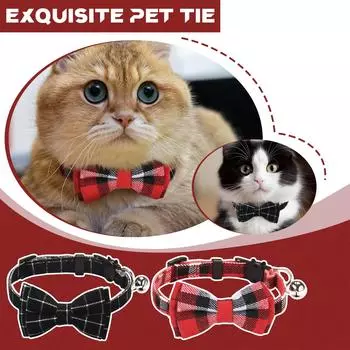 Ошейник для домашних животных с бантом, английский ошейник, ремень для кошек, гнездо для защиты головы кошки, ошейник для собак с бантом и колокольчиком для собак, кошек и кроликов One Size чёрный