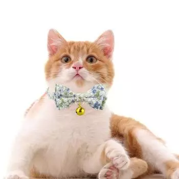 Ошейник для домашних животных с цветочным принтом и бантом из медной ткани с колокольчиками, износостойкий круг для шеи для домашних животных жёлтый