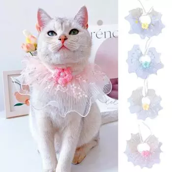 Ошейник для домашних животных с кружевной кромкой, дышащий модный шарф для домашних животных, венок ручной работы, аксессуары S светло-желтого