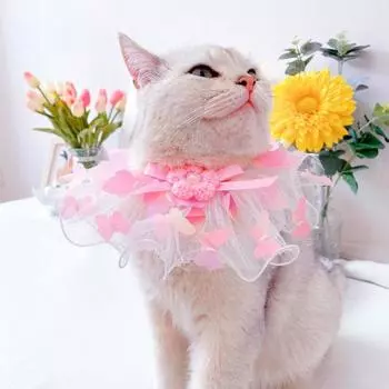 Ошейник для домашних животных с кружевной кромкой, хорошая пластичность, модные милые цветочные нагрудники, милая собака синий