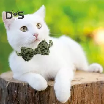 Ошейник для домашних животных с леопардовым принтом и колокольчиком, легкая тканевая цепочка для кошек, масштабируемая ошейник для кошек и маленьких собак коричневый