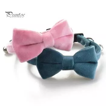 Ошейник для домашних животных с медным колокольчиком, удобный сейф для кожи, меха, сплошной цвет, фланелевый воротник с бантом, Пряжка против удушья, практичные принадлежности для собак и кошек розовый