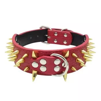 Ошейник для домашних животных с шипами в виде волчьих зубов, цветные заклепки для собак средних и больших пород, железная цепь, регулируемый ошейник против укусов XS-38-46 cm