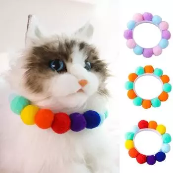 Ошейник для домашних животных, шарики, дышащие гибкие милые галстуки для щенков, маленьких собак, кошек XS разноцветный