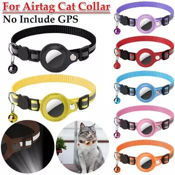 Ошейник для кошек Airtag, регулируемое светоотражающее ожерелье для безопасности домашних животных с колокольчиком, защита от потери, держатель для GPS-трекера AIRTAG розовый