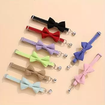 Ошейник для кошек Breakaway Bowknot с колокольчиком, регулируемое ожерелье для кошек с дизайном в виде банта One-size розовый
