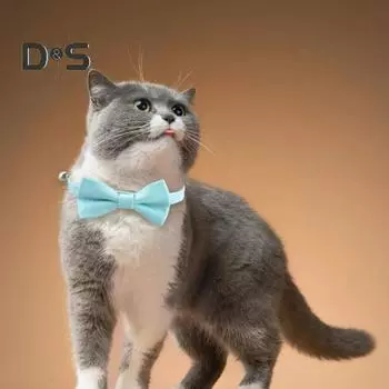 Ошейник для кошек, регулируемый галстук-бабочка из искусственной кожи, ошейник для домашних животных для котят, кошек и щенков, выпускной, свадьба, день рождения, ошейник для вечеринки с медным колокольчиком золотистый