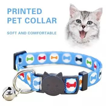 Ошейник для кошек с милым цветочным принтом, ошейник-колокольчик для кошек, регулируемые ошейники с лентой для маленьких собак, шейный ремень для щенков, поводки для домашних животных