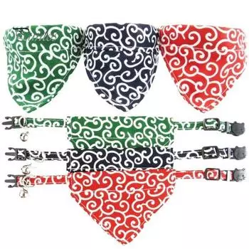 Ошейник для кошек, щенков, котят, бандана с колокольчиком, регулируемая пряжка, треугольный шарф, нагрудник для домашних животных, аксессуар для маленьких собак чёрный