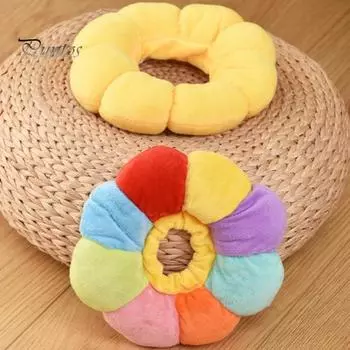 Ошейник для кошек в форме подсолнуха, мягкий, с наполнителем для шеи, регулируемый, с защитой от укусов и облизывания, для заживления ран после операции XS жёлтый