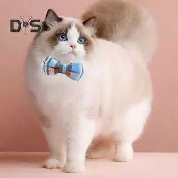 Ошейник для кошек в клетку с колокольчиком, шейный платок для домашних животных с отворотом-бабочкой, треугольный шарф, ошейник в британском стиле для маленьких собак и кошек B