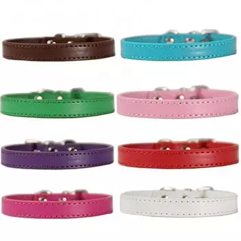 Ошейник для маленьких собак и кошек, кожаный ошейник с металлической пряжкой, регулируемое ожерелье, ошейник для кошек, щенков, котят, поводки для собак, ошейник S