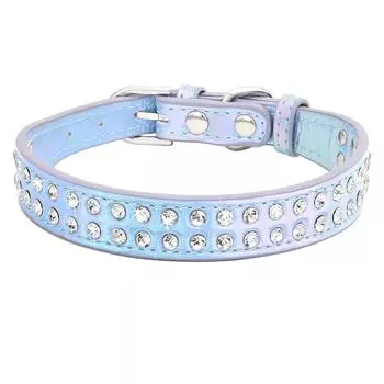 Ошейник для маленьких собак с кристаллами, кожаный ошейник со стразами для домашних собак, мягкий ошейник для щенков и кошек, регулируемый для маленьких собак, чихуахуа XS