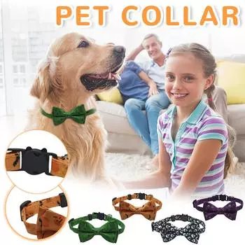 Ошейник для питомца, ошейник-бантик на праздник привидений, ошейник для собак с праздничным принтом, ошейник для кошек на Хэллоуин One Size чёрный
