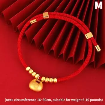 Ошейник для питомца, ошейник с золотым замком для кошек, ошейник с замком на год питомца, регулируемое ожерелье, традиционный китайский ошейник с красной веревкой на удачу