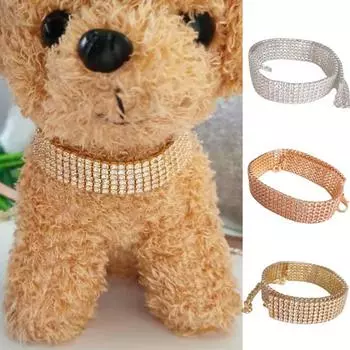 Ошейник для собак, 6 рядов, платье со стразами, неувядающее модное медное ожерелье с котенком для собак для S серебряный