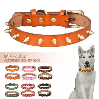 Ошейник для собак. Гладкий дизайн с заклепками. Износостойкий полиэстеровый ошейник для защиты от укусов. Ошейник для собак среднего размера. XS красный