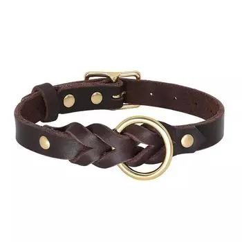 Ошейник для собак из натуральной кожи, набор поводков, плетеный, прочный, кожаный, средний, для собак, ошейники для домашних животных, овчарки, немецкие аксессуары для собак, большой размер M